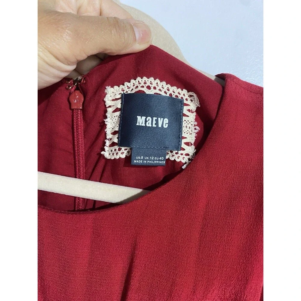 Maeve Anthropologie Jumpsuit 8 Red Grier Feminine‎ Romantic Crop Wide Valentines